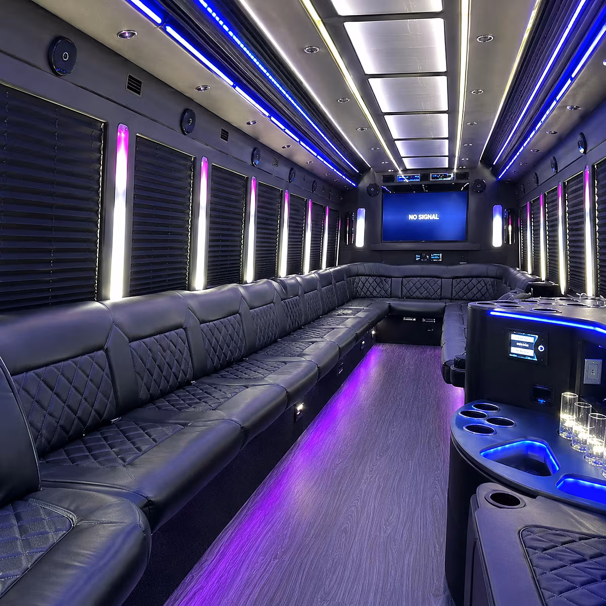fargo 30 passenger party bus inside