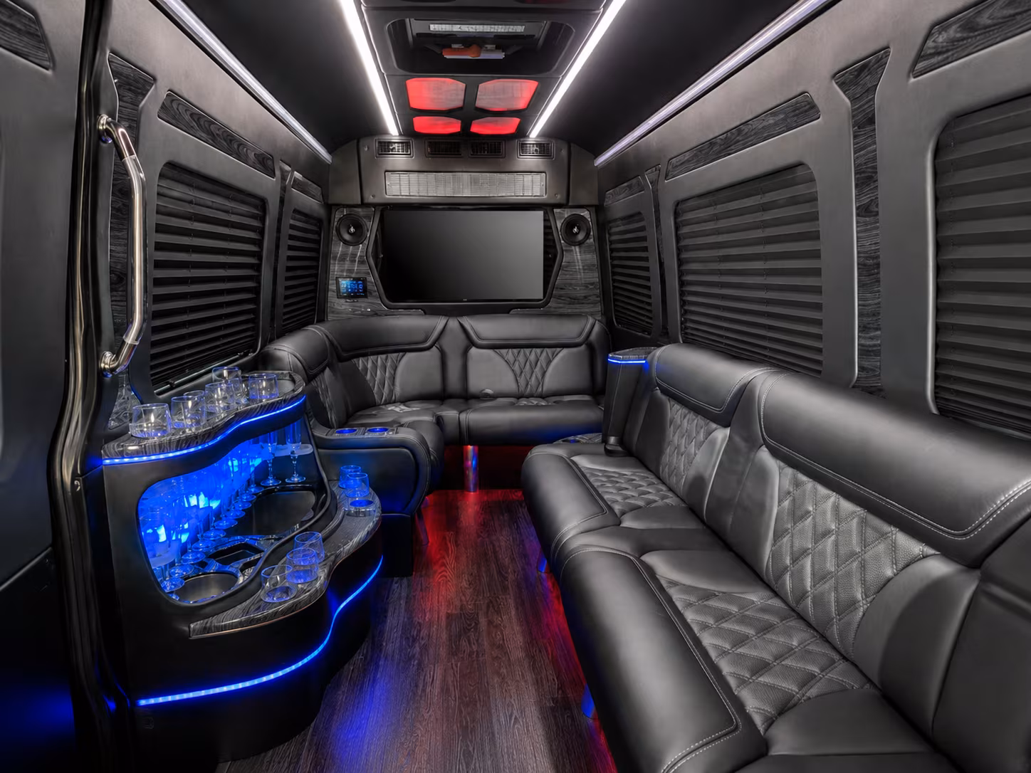 fargo 50 passenger party bus inside